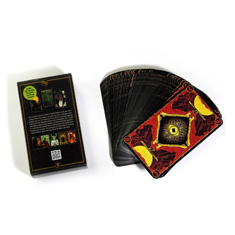 Neueste 78-teilige Karten Universal Monsters Tarot Deck 10,5 * 6,3 cm bringt den gruselige Geist der klassischen Filmmonster an Tarot-Lesungen