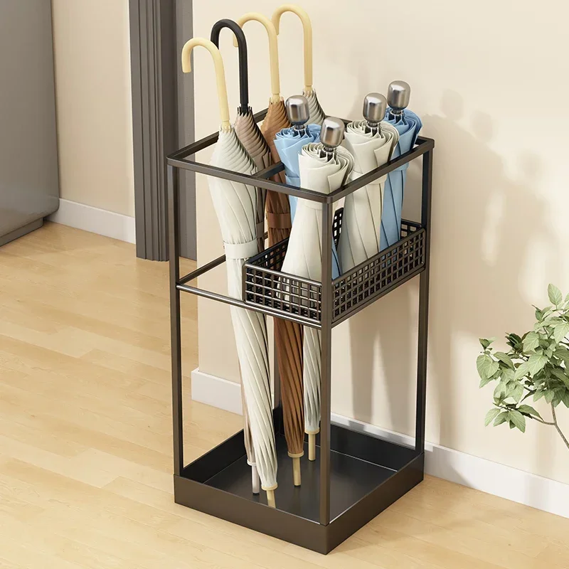 Umbrella Storage Rack with Water Collection Tray, Anti-rust Iron Stand for Office Commercial Corridor Home Doorway - Sturdy