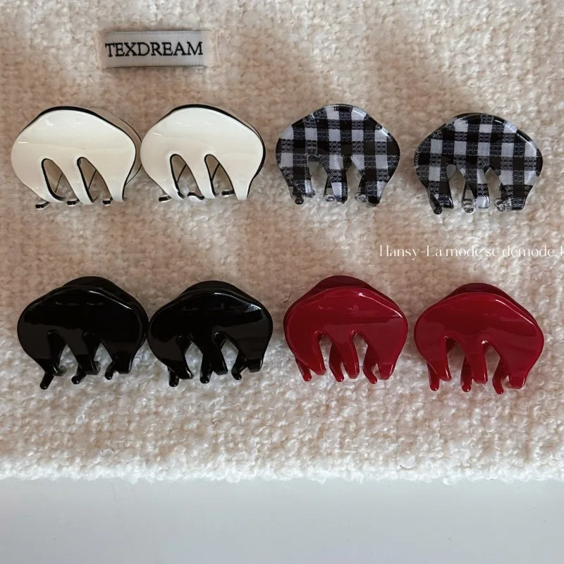 

Заколка-крабик для волос из ацетатного волокна с узором в клетку, элитная маленькая заколка-крабик для прически, заколка для волос сзади головы, аксессуар для волос