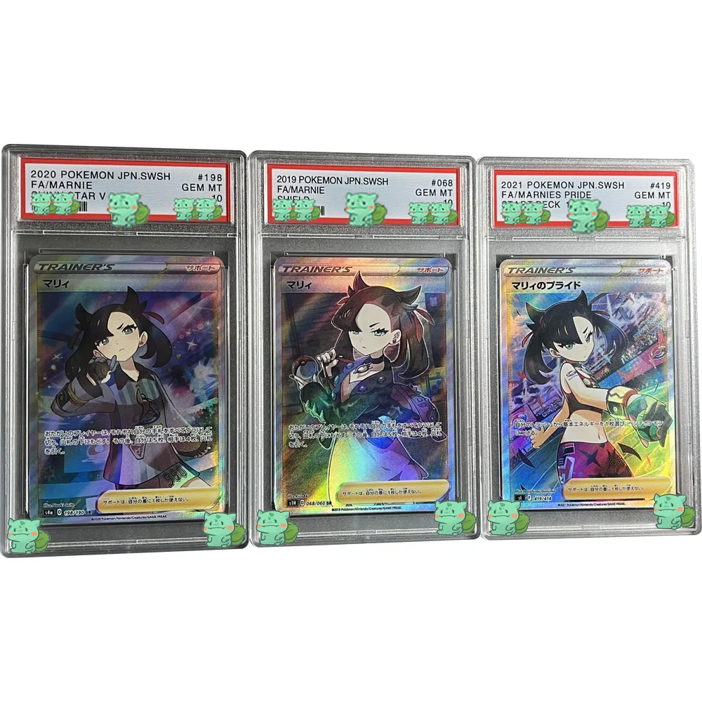 

Anime PTCG Collection Card Rating Card GEM MT 10Points Trainer's Marnie SHIELD Holographic Label Display Replica Child Gifts Toy