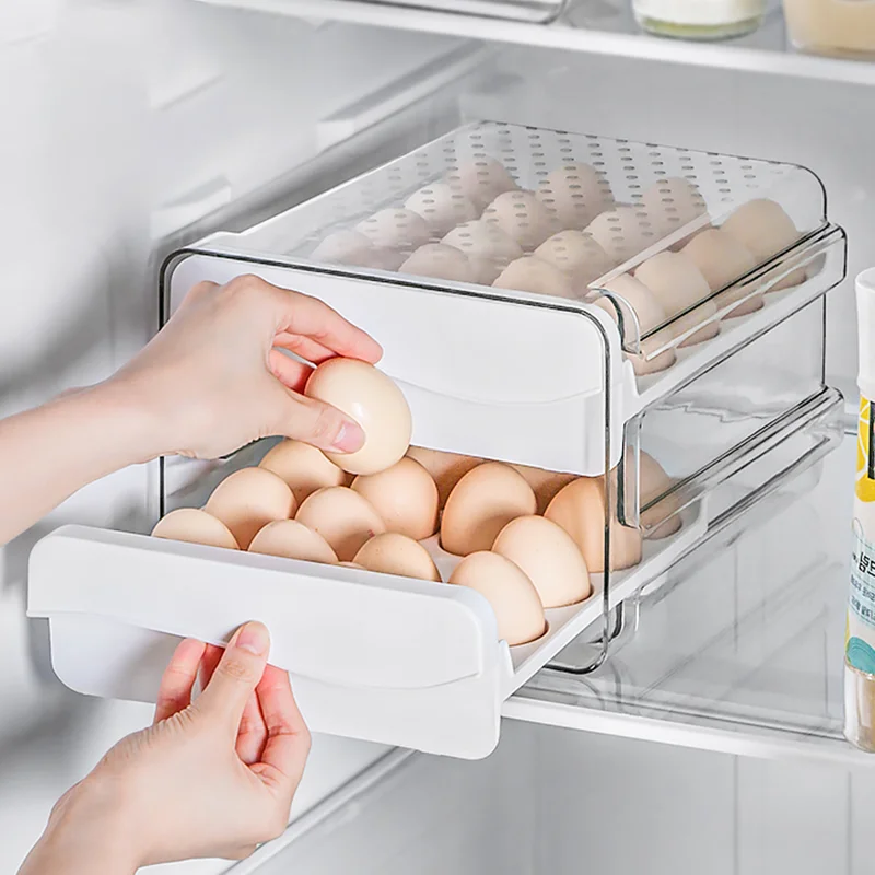 Refrigerator Egg Storage Box Drawer Type Household Fresh-Keeping Case Kitchen Organizer Artifact Rack Special Drawer Egg Box