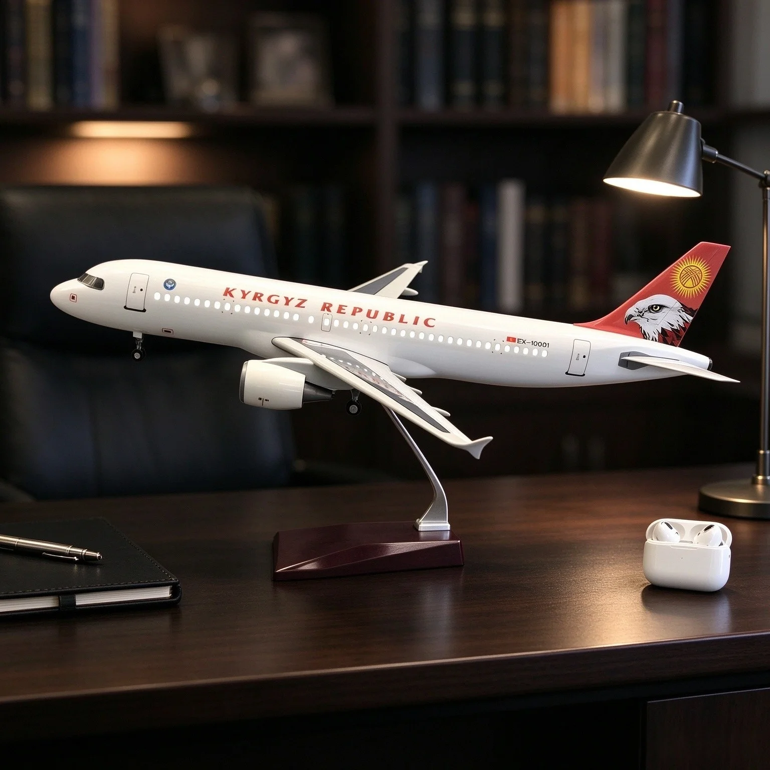 47cm Large Scale Kyrgyz Republic Air A320 Air-bus Diecast Airplane Model Kit With Landing Gear Wheel For Display Collection Gift