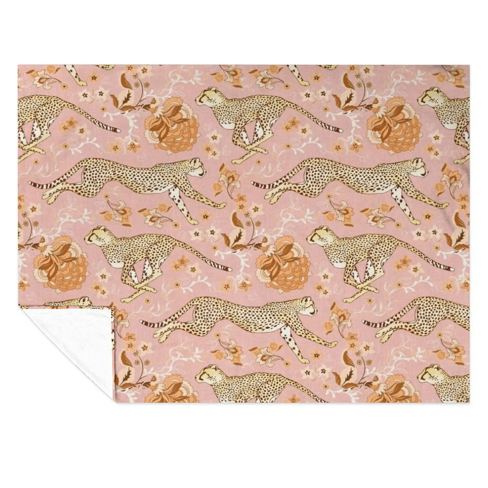 

Cheetah Chintz - light orange and dusky rose Throw Blanket Kid'S Multi-Purpose Thin Soft Blankets
