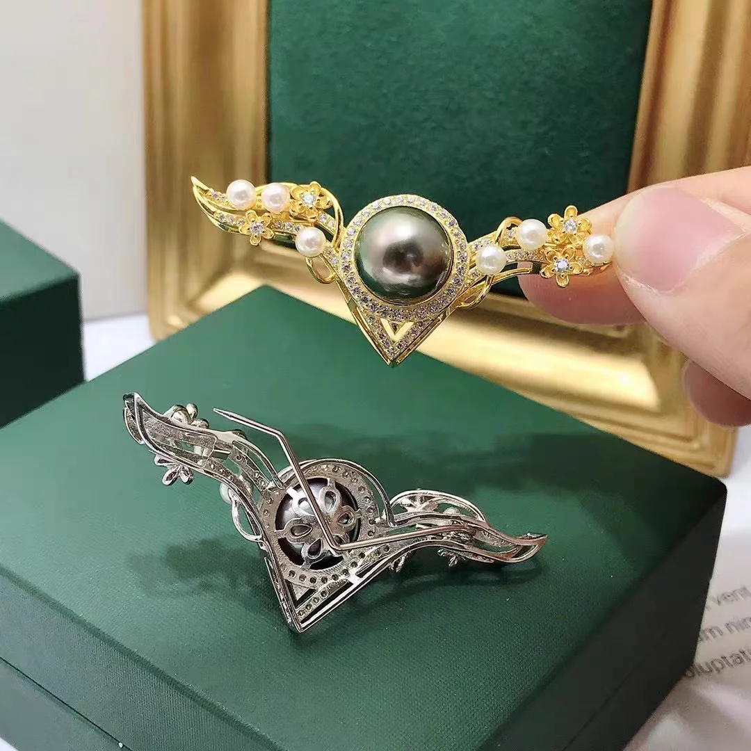 

Brooch Design 925 Sterling Silver Pendant Base Settings Mountings Findings Parts for 3-11mm Pearl Crystal Jade Agate 5pcs/lot