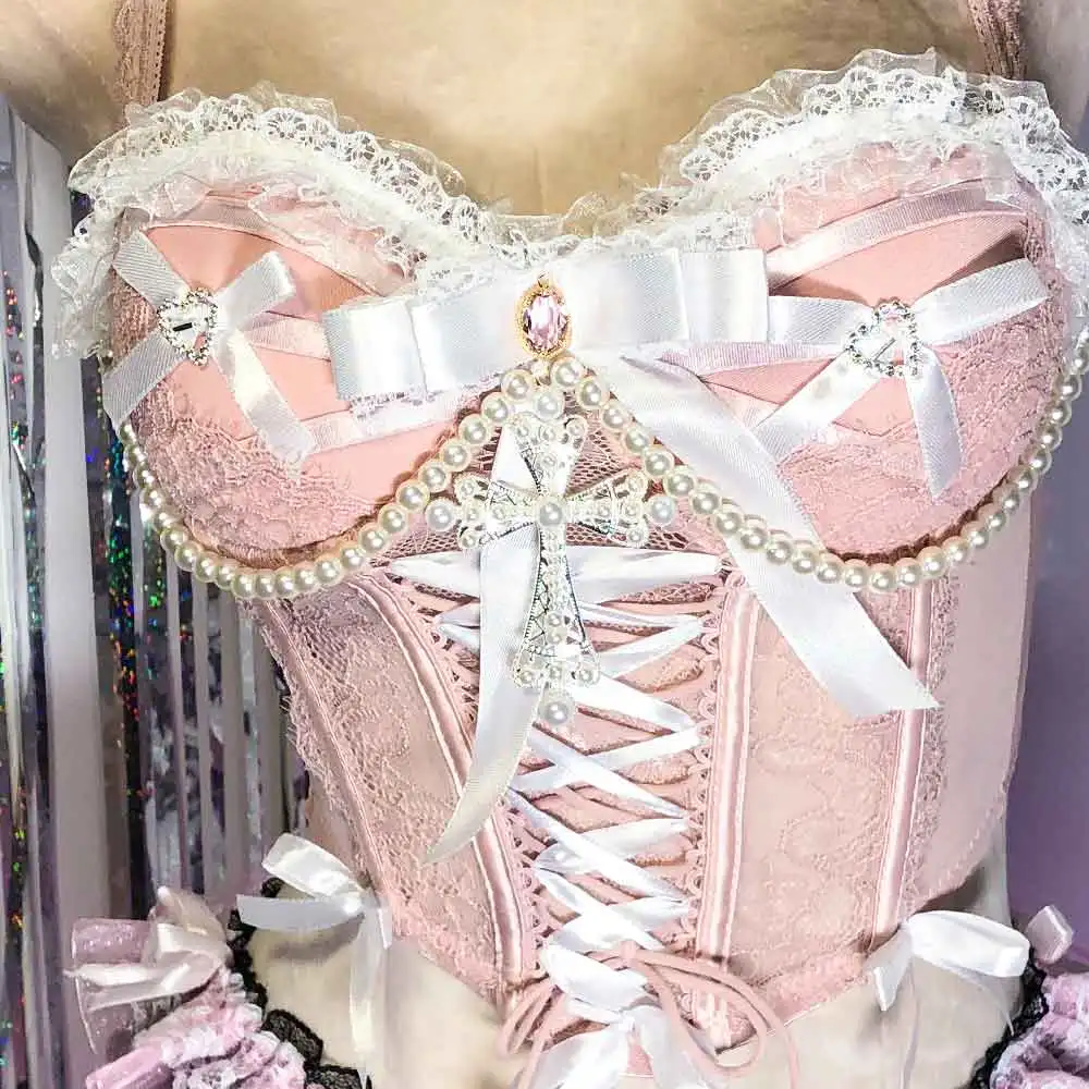 

E-Girls DIY Kawaii Gothic Tank Cross Bow Подросток Панк Рок Эмо Y2K Холтер Камзол Топы Harajuku 90-х Эко Гранж Гот Ручная работа