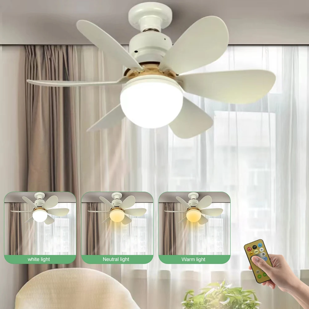 

Indoor Ceiling Fan Light Dimmable Ceiling Fan LED Lamp E27 Base 3 Speeds Low Profile Ceiling Fan for Bedroom Living Room Kitchen