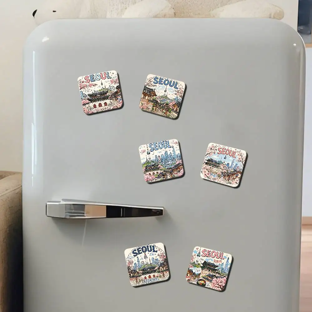 SEOUL City Aesthetic Art Refrigerator Magnets For Dishwasher/ Refrigerator/ Freezer, Whimsical Kitchen Decor
