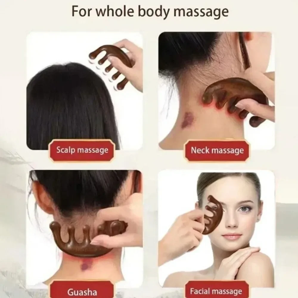 Sandalwood Massage Comb, Five-Tooth Whale Comb, Scalp Scraping Head Massager, Relaxing Body Massage Tool for Hair  Wellness image 5