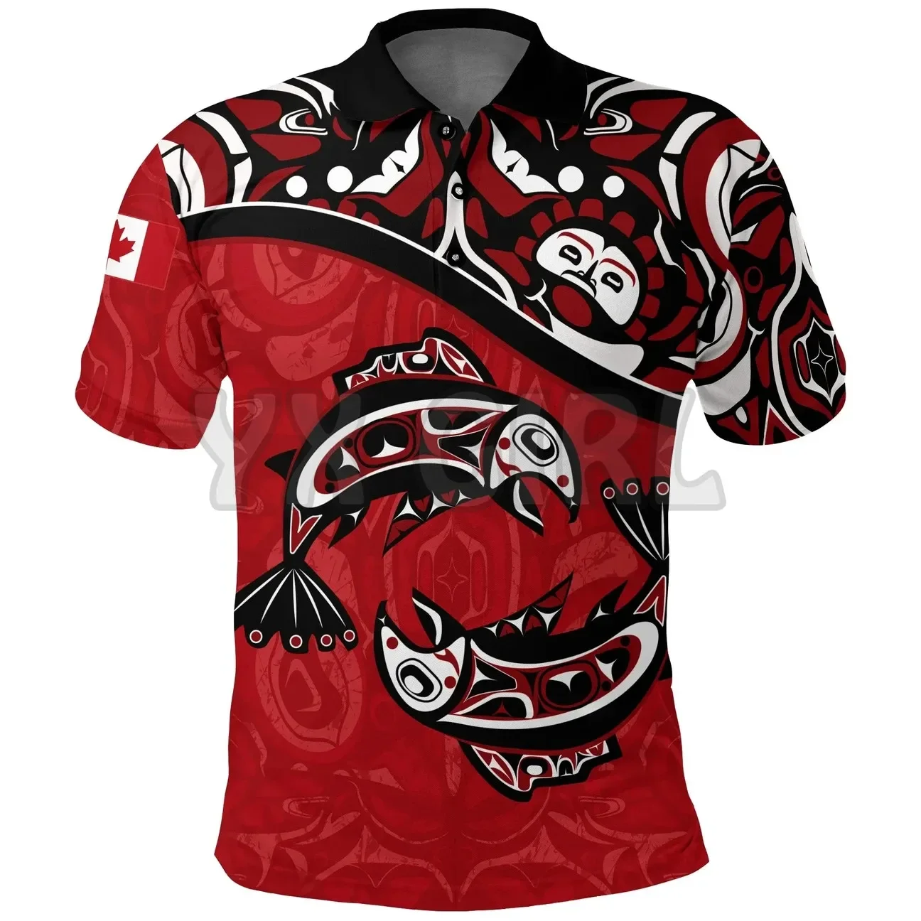 2024 Summer shirts women for men Canada Haida Salmon Style Tattoo 3D printed Short sleeve t shirts Tops camisas