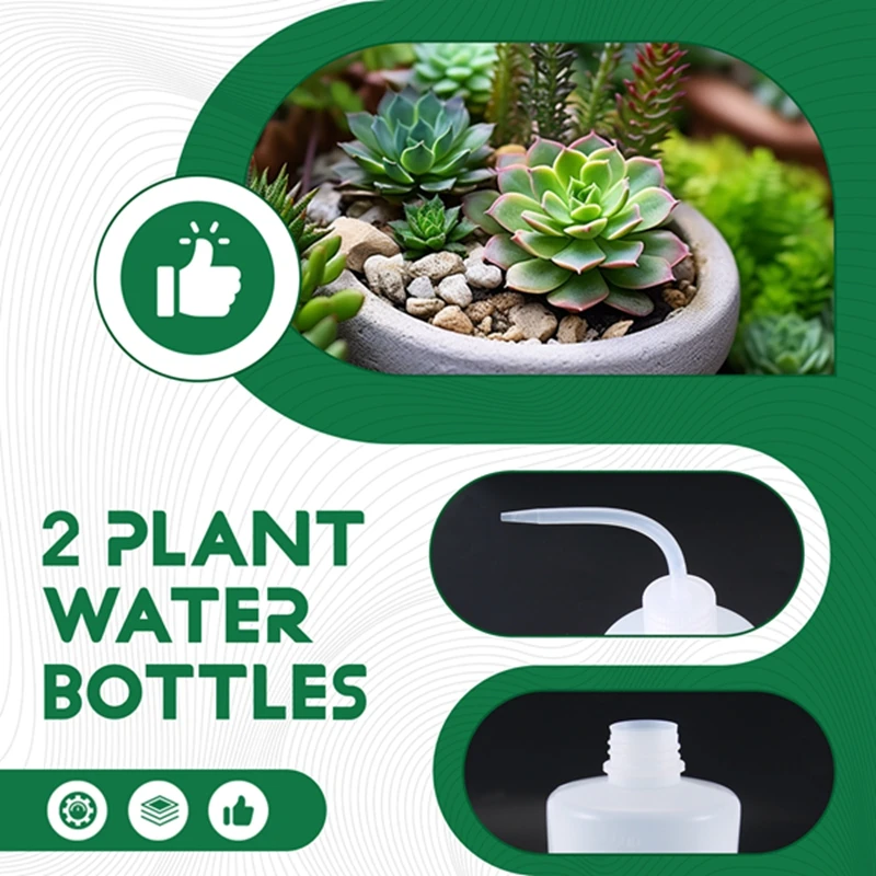 2 Pack Plant Flower Succulent Watering Bottle Plastic Bend Mouth Watering Cans Squeeze Bottle--250ML And 500ML