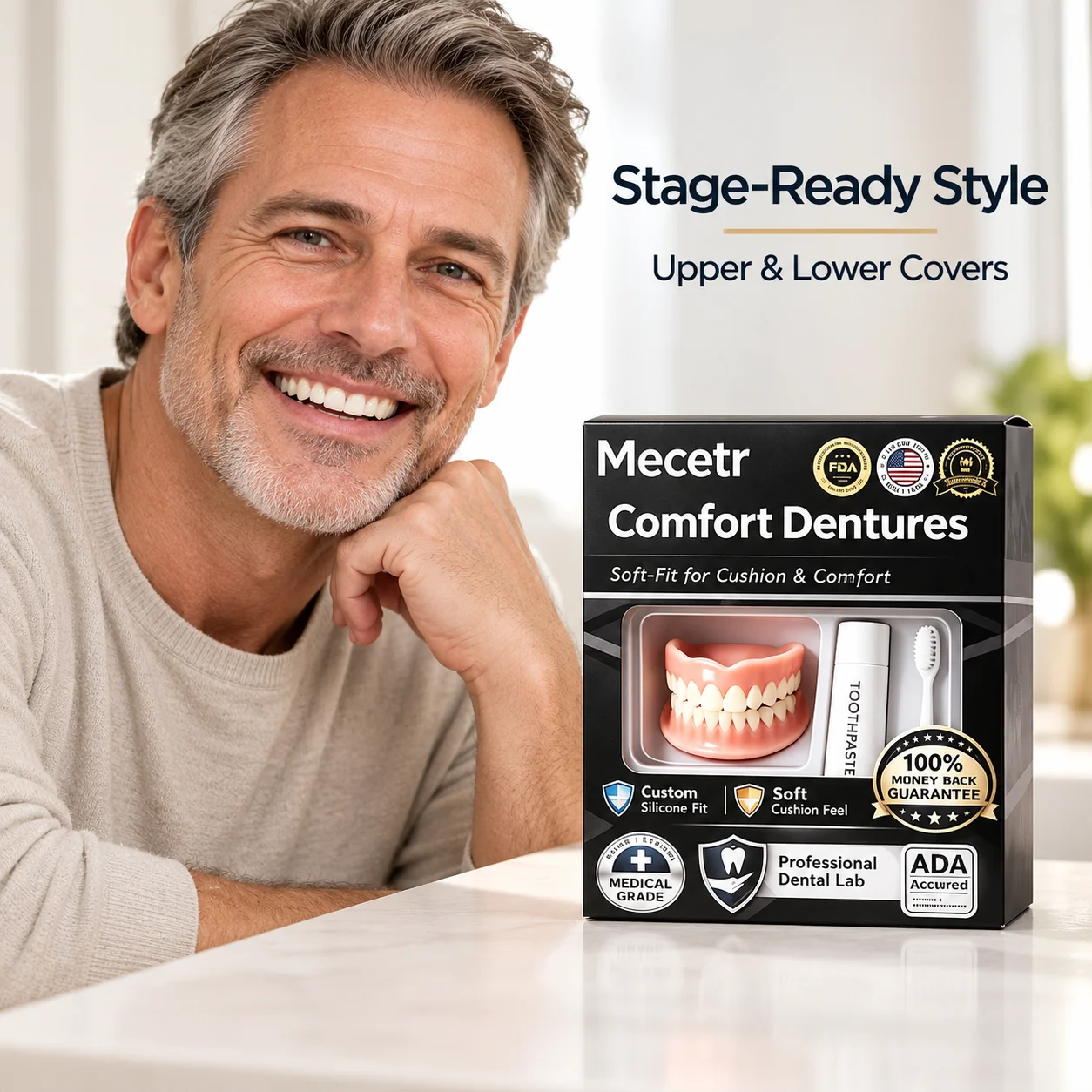 Decorative Teeth Covers For Upper And Lower Teeth With A Full Coverage Design And White Tooth Appearance For Stage Performances