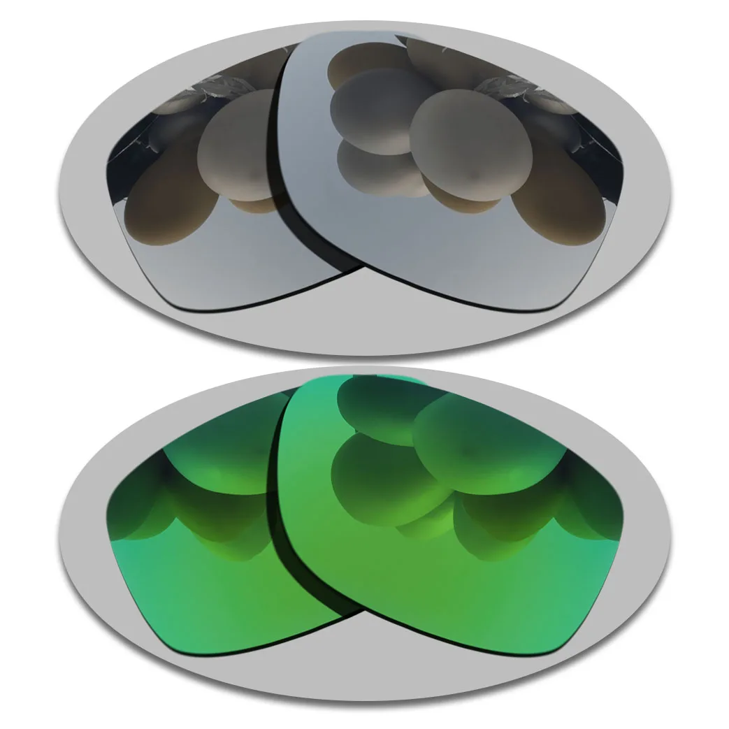 Silver&Green Lenses Replacement For-Quarter jacket Polarized Sunglasses