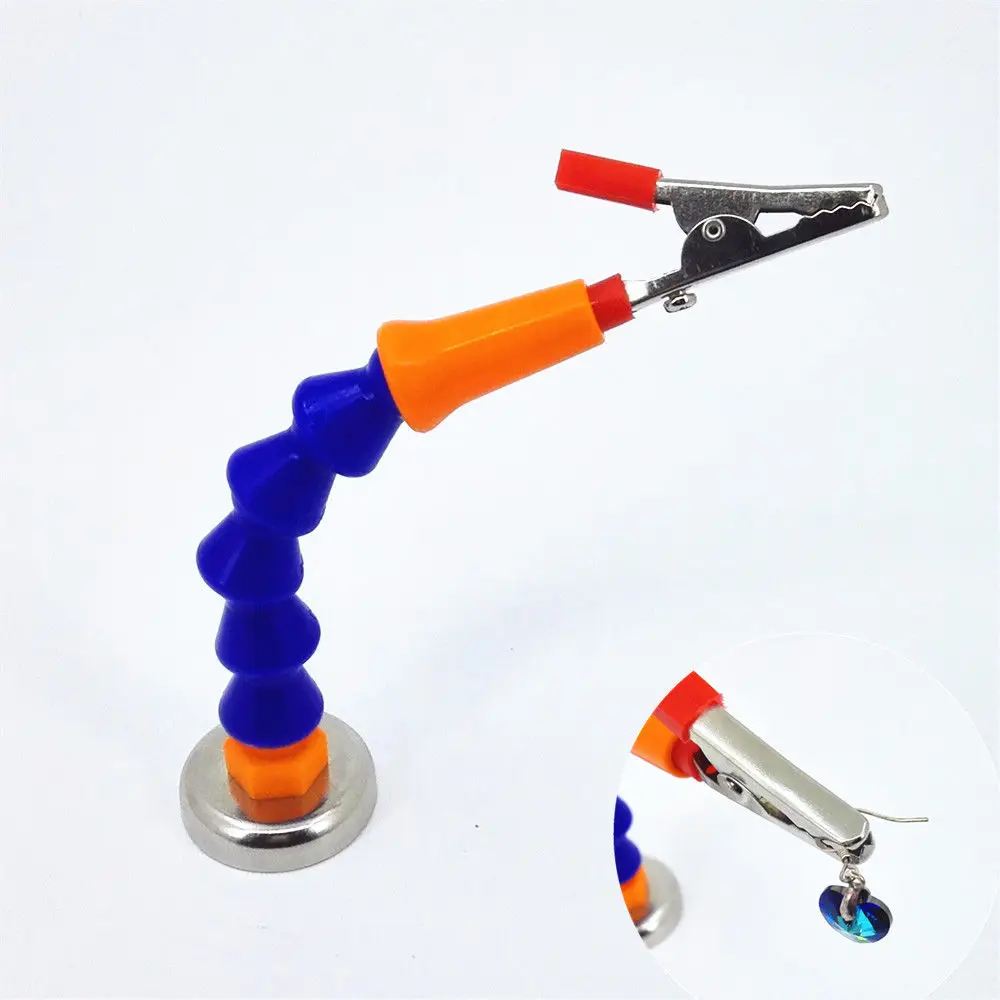 Fully Flexible with 360 Degree Rotating Alligator Clamp Head | Third Hand Helping Hand Tool with Strong Magnetic Base