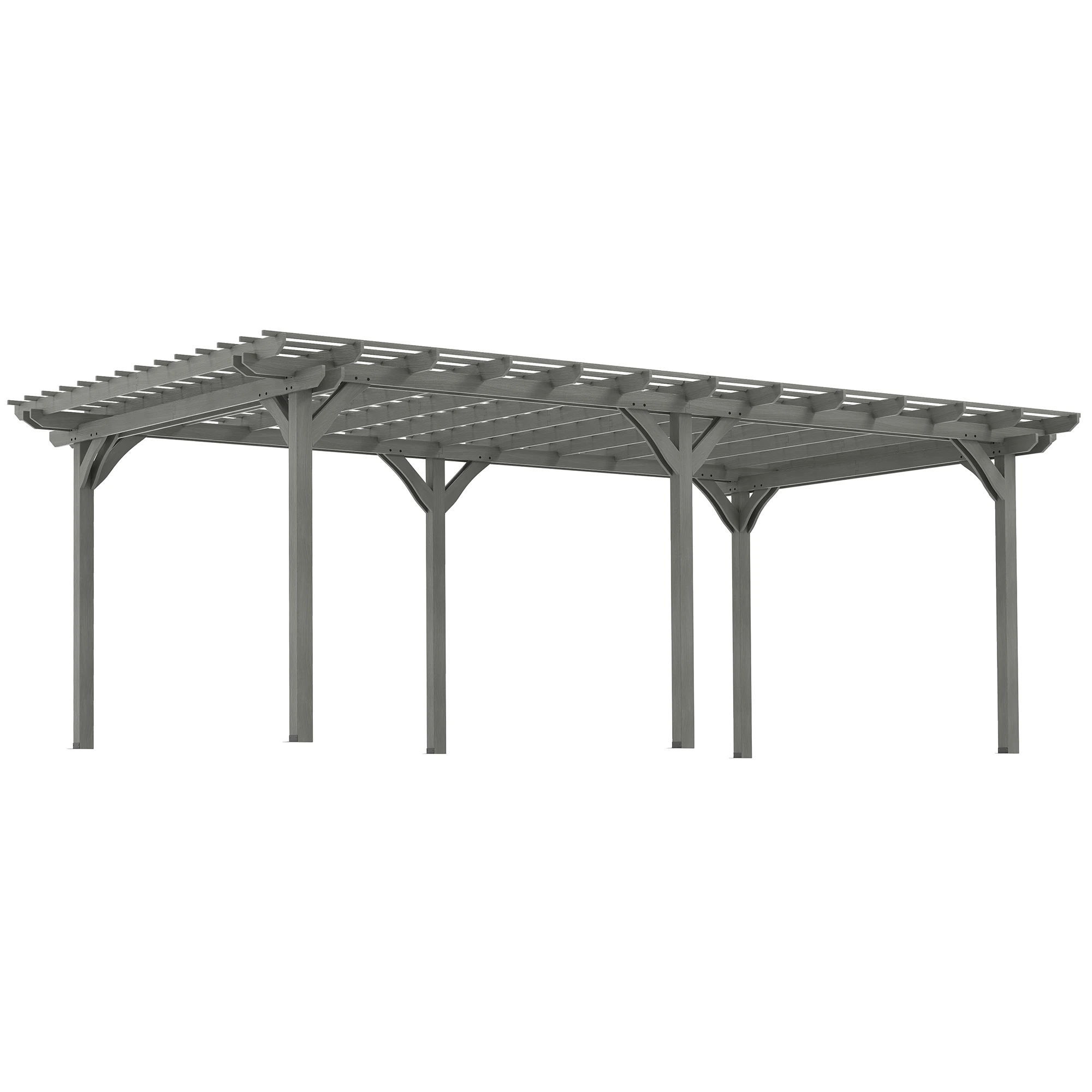 12' x 20' Wooden Pergola Outdoor Gazebo with Stable Structure, Gray
