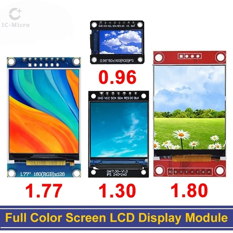 TFT Display 0.96/1.44/1.8/2.4/2.8/3.5 Inch TFT Full Color Screen LCD Module ST7735 ILI9341 Driver Interface SPI for Arduino XCW