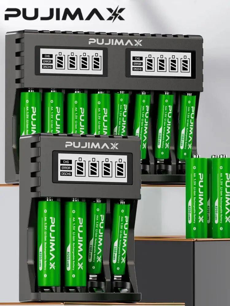 Ładowarka do baterii PUJIMAX AA/AAA 4255mWh/1100mWh 1.5V, akumulator litowo-jonowy do pilota, myszy, wentylatora, zabawki elektrycznej — zdjęcie produktu 7