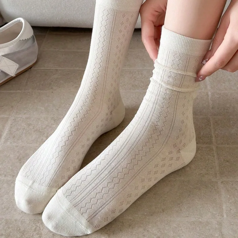 Women Socks Fashion New Spring Summer Thin Solid Color Mesh Candy Color Crew Socks For Women Soft Casual Simple Summer Socks