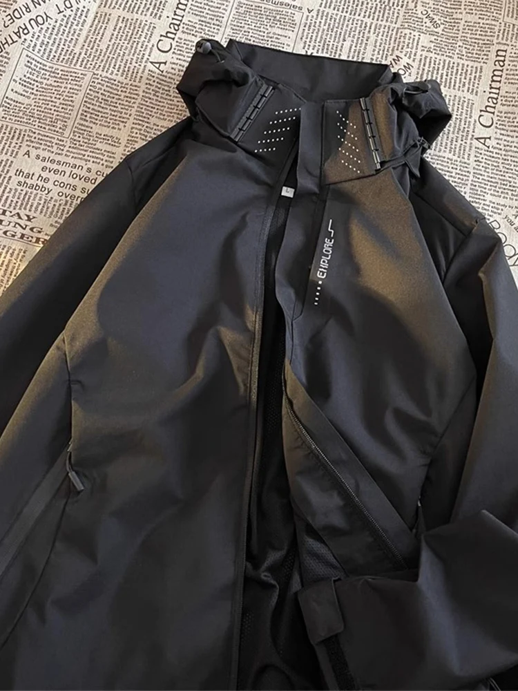 

Vintage Tee-in-One Men's Jaet Spring Autumn High-End Workwear Waterproof Faionable Casual Hooded Zipper ket