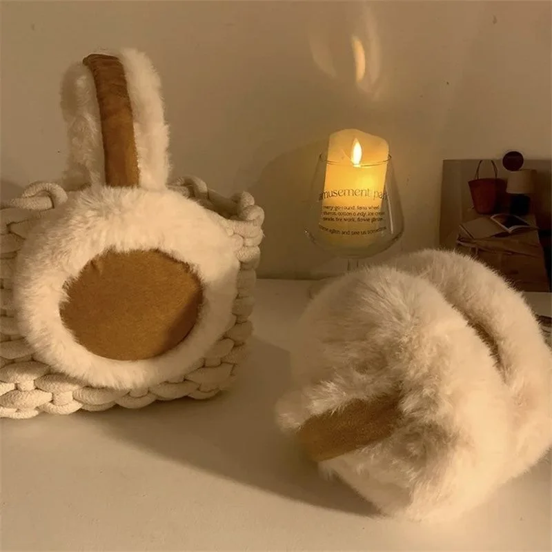 Orejeras de piel sintética de gamuza, orejeras cálidas de invierno para montar en clima frío a prueba de viento, unisex