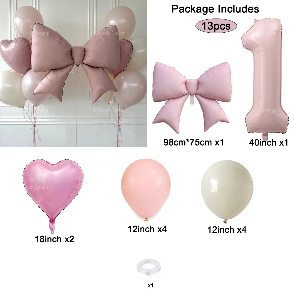 1 مجموعة الوردي القوس القلب بالونات الوردي الفضة عدد 1-9 احباط بالون للفتيات حفلة عيد ميلاد الزفاف المشاركة هدايا المناسبات