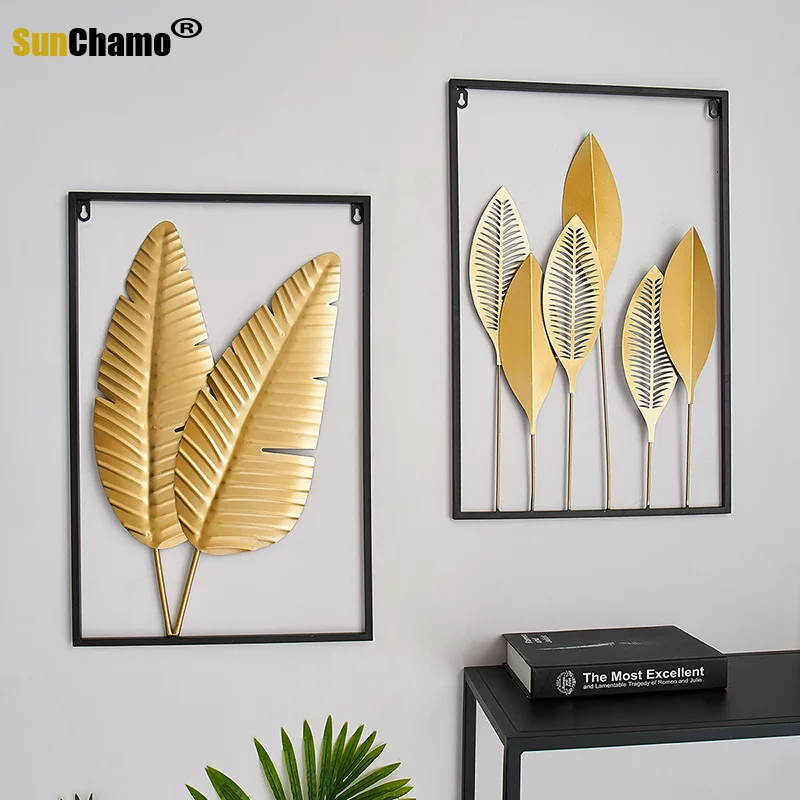 

Northern Europe Light Luxury Wind Creative Metal Leaf Restaurant Aisle Wall Atmospheric Iron Home Decoration Accessories Pendant