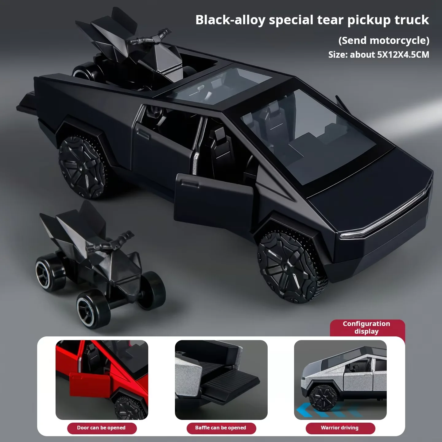 1:36 Cybertruck Toys على الطرق الوعرة مركبة يموت يلقي نموذج سيارة الشاطئ دراجة نارية هواية تحصيل هدية عيد ميلاد لصبي #3