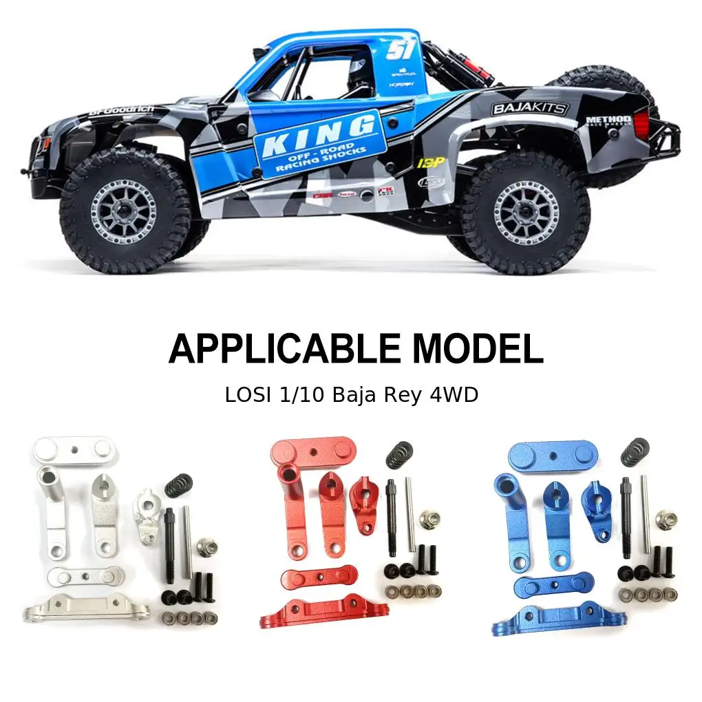 Servo Saver dello sterzo ad alta precisione in lega di alluminio completo per 1/10 LOSI Baja Rey 4WD RC Car Part RC accessori per auto blu scuro