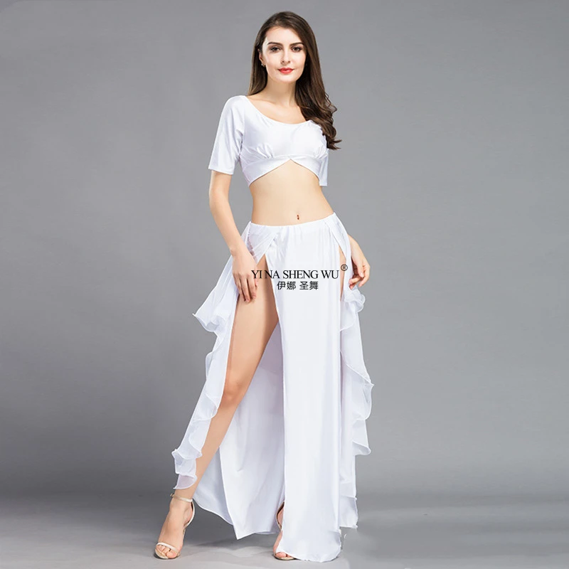 Kostium do tańca brzucha Czerwony top i spódnica dla kobiet Dzielona długa spódnica Dorosła orientalna odzież do ćwiczeń tańca brzucha