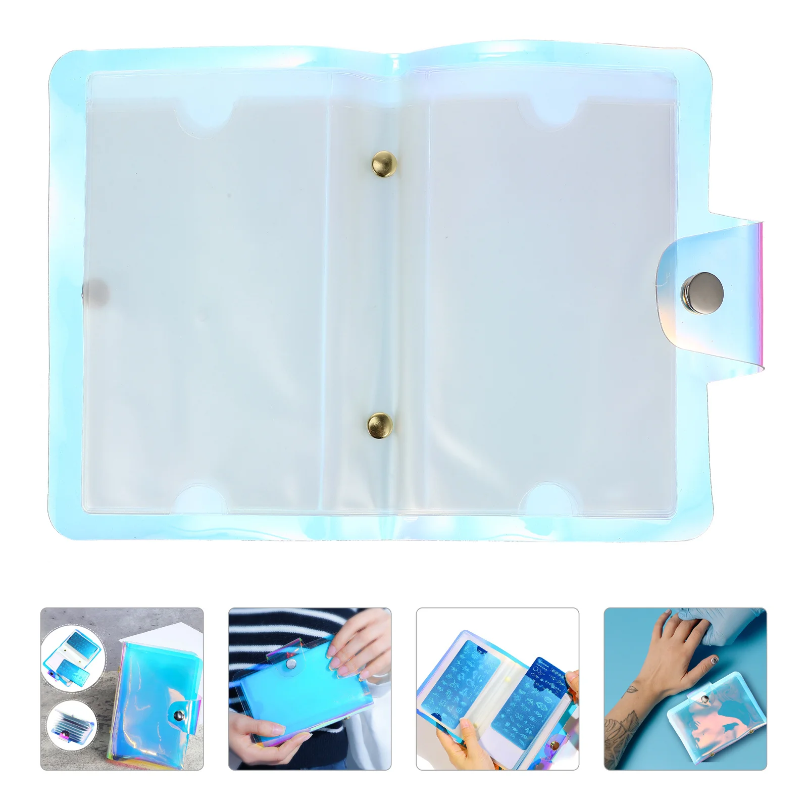 حامل قالب ختم الأظافر 20 مساحة حماية حقيبة مدمجة متعددة البطاقات لملحقات المانيكير الأنيقة