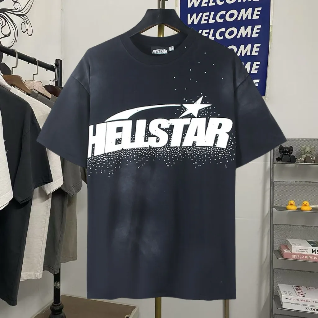 

Футболка унисекс Hell Star в винтажном стиле с эффектом потертости, с принтом в виде кирпичных букв, свободного кроя, повседневная, с коротким рукавом, летняя, молодежная, модная