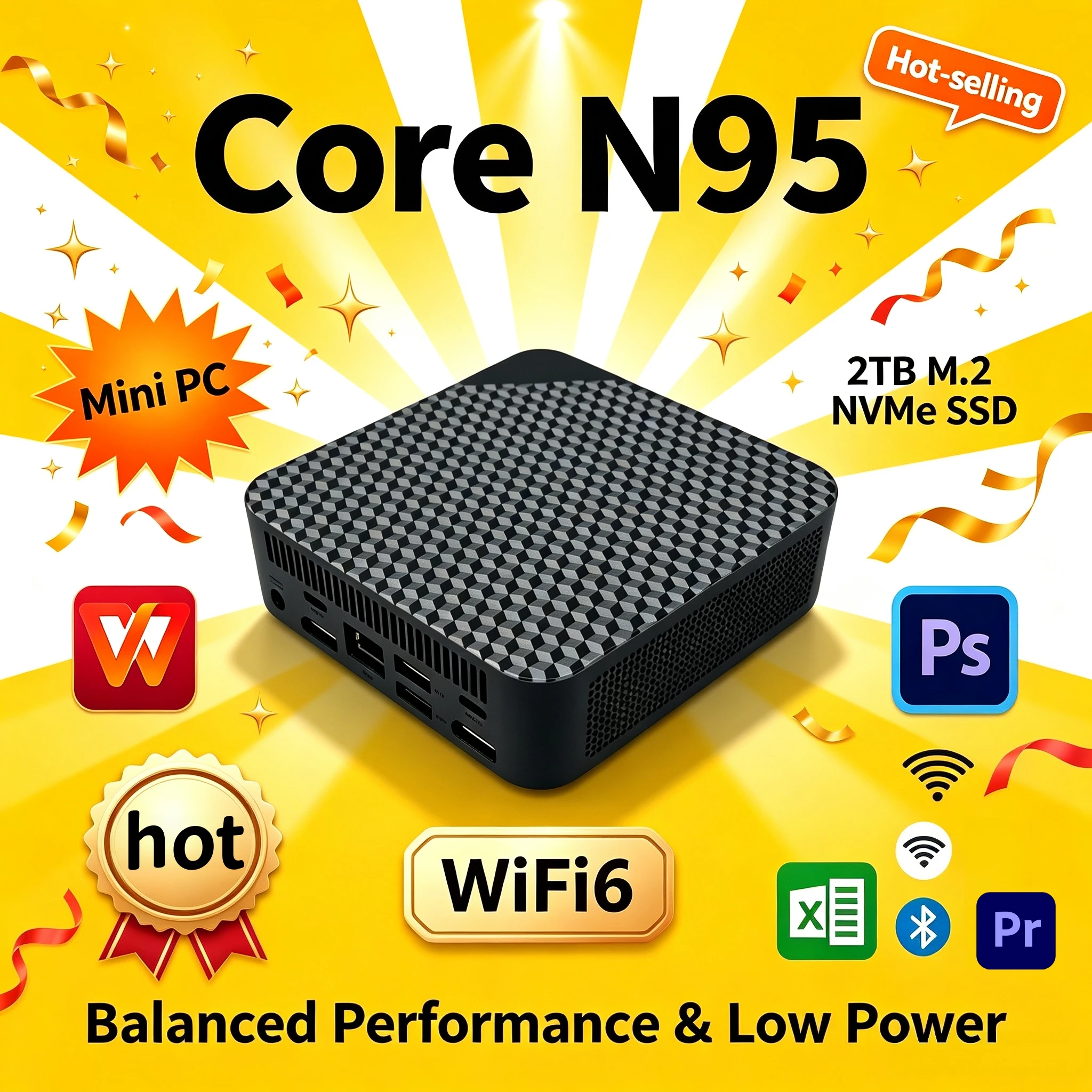 インテルn95マイクロミニコンピューター-16gb-ram-512gb-nvme-ssd-トリプル4kビデオ-wifi6-bt52-静音-ホームオフィス-プロマックス-高速デスクトップ