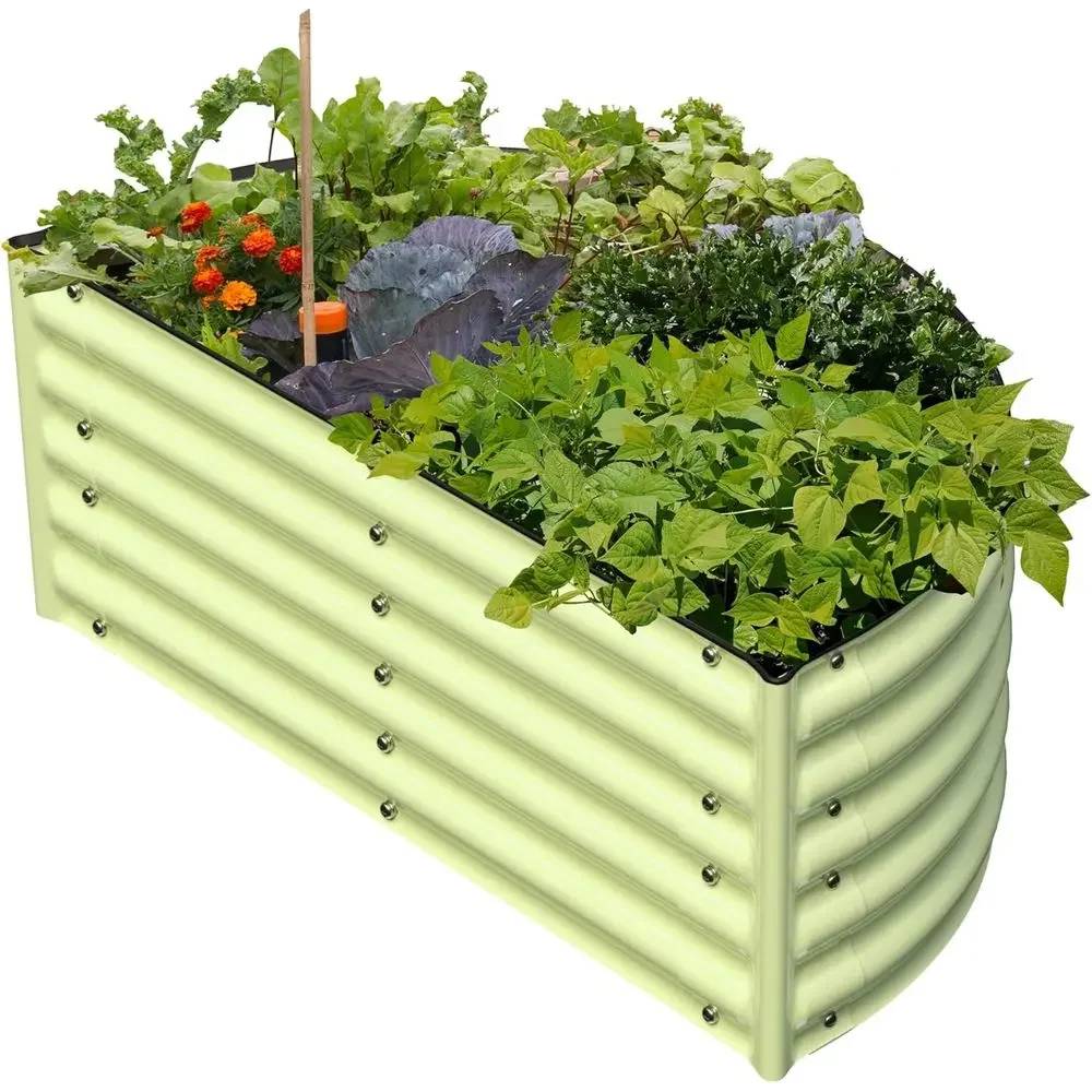 Galvanized Steel Raised Garden Bed Kit, 47x27, Sage Green, 17 Tall for Large Plants