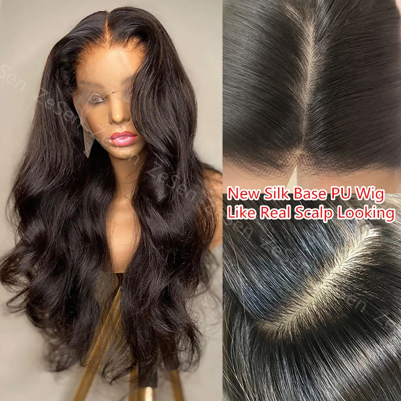 

ZeSen Synthetic Body Wave Lace Front Wigs for Women Black Color Hair Transparent Glueless 4x4 Silk Top Frontal Wig Daily Wear