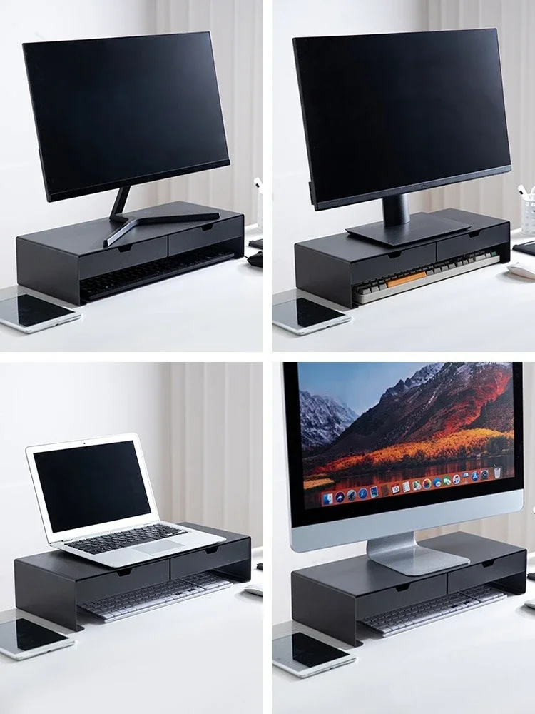 

Computer heightening rack, with drawer storage, monitor heightening bracket