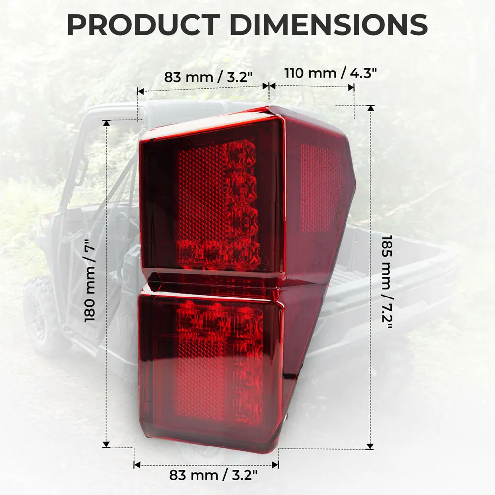 LED Tail Lights Taillights Brake Stop Lights for Polaris Ranger XP 1000/ Crew XP 1000/ Ranger 1000 XP 2018-2024