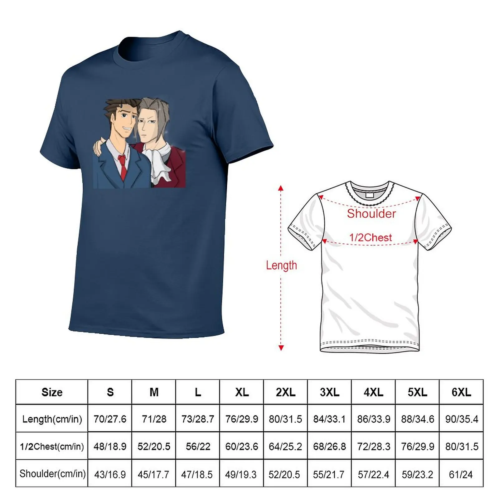 Phoenix Wright and Miles Edgeworth T-Shirt cotton t shirts man 100% essential t shirt t shirts for man graphic funny T-Shirt