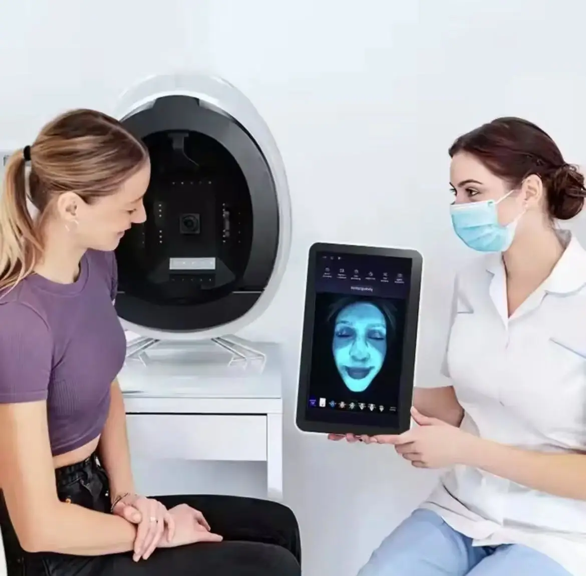 NOWY Ulepszony 15,6-calowy Analizator Skóry 3D, Urządzenie do Analizy Skóry Twarzy, Skaner Analizy Skóry z 8 Światłowymi Spektrami