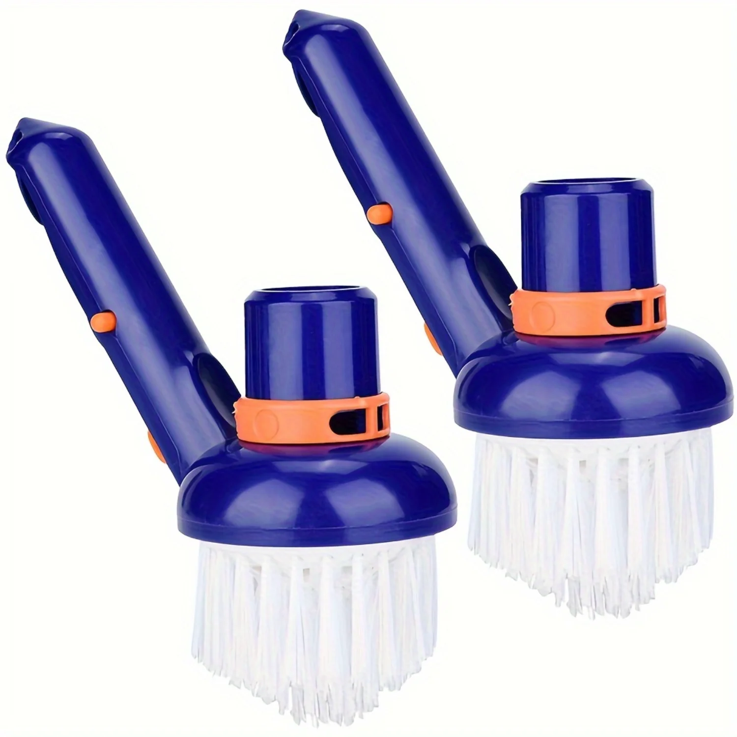 2-Pack Wide-Reach Pool Vacuum Brush Head - Durable Corner & Step Cleaner for Above Ground Pools & Spas with Quick-Attach EZ Clip