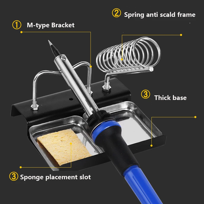 1PC Electric Soldering Iron Gun Stand Holder Support Station Base Detachable Double Metal Base Sponge Cast Iron Solder Station