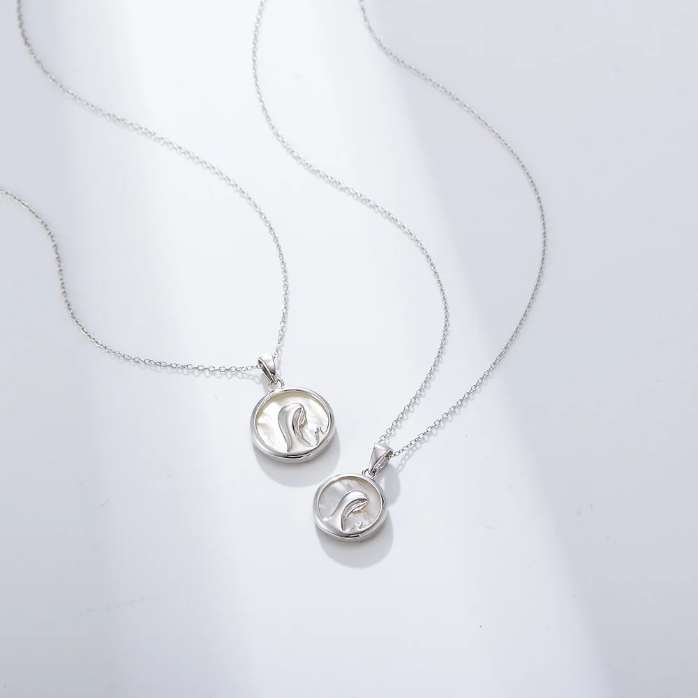 

Европейско-американское нишевое ожерелье из стерлингового серебра S925, натуральная белая ракушка Девы Марии, религиозный молитвенный кулон для женщин