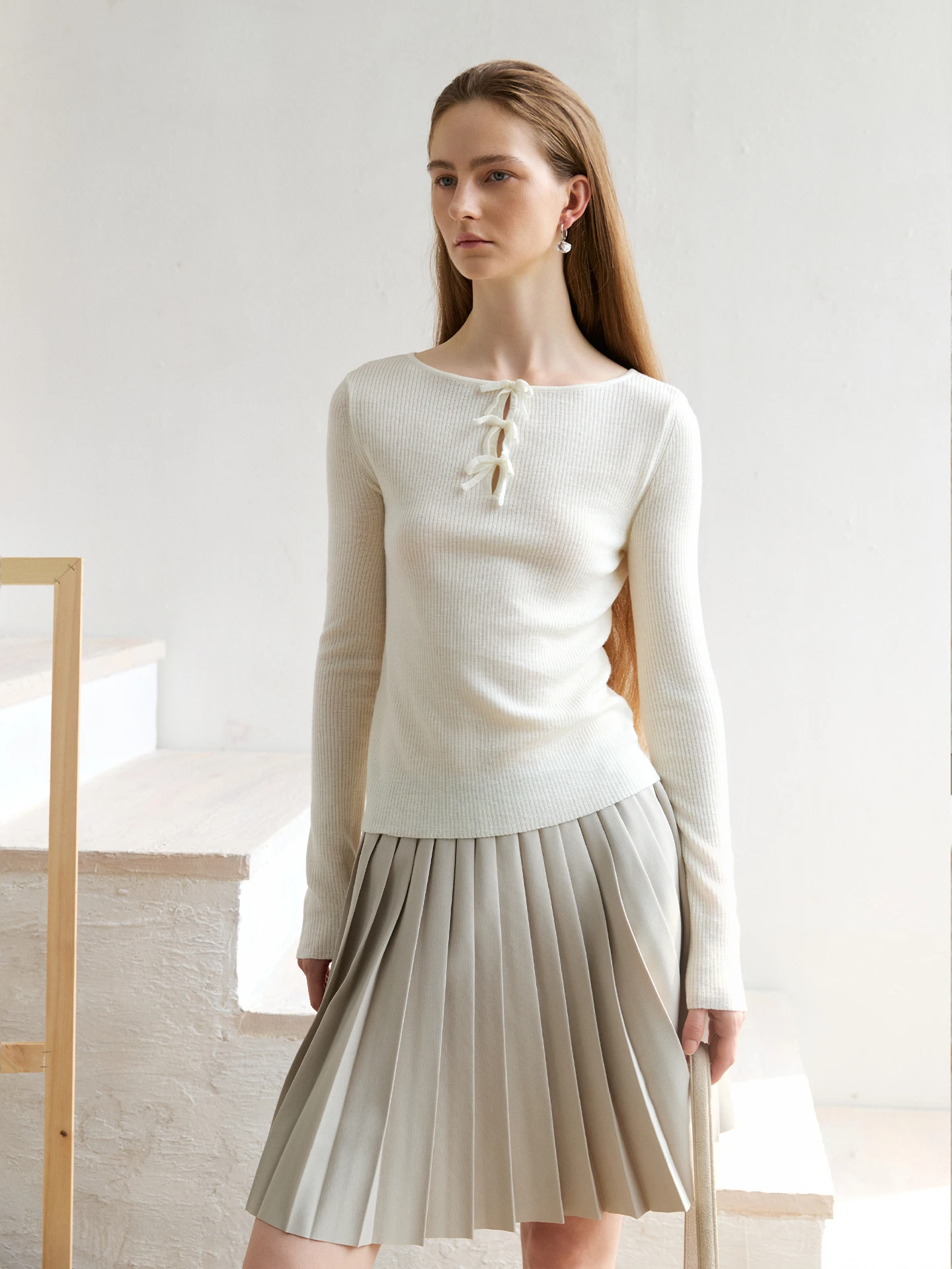 

Beautiful Knot Hollow out Knitted Sweater Women's Autumn Winter Slim Fit Base irt Ozark Wool Soft Warm Faion