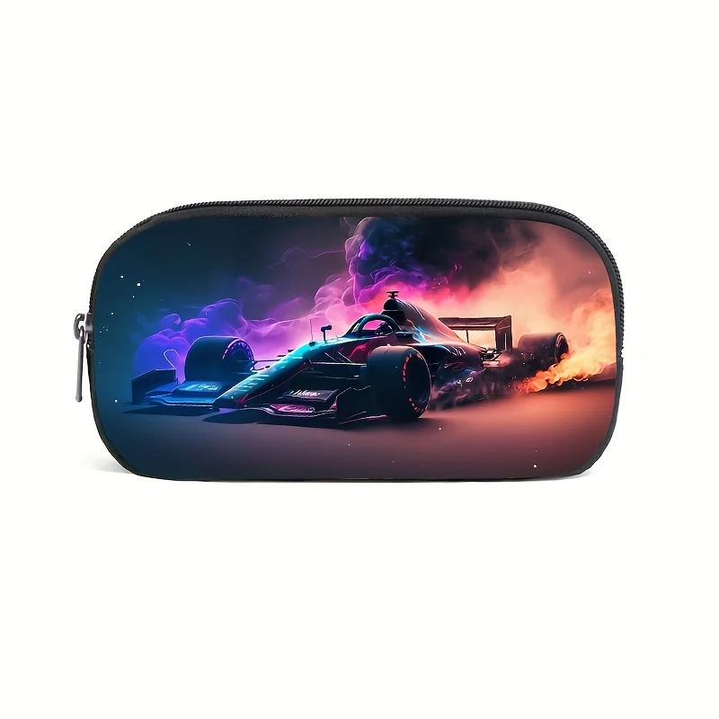 Cool Sport Racing Car Print Pencil Case Large Capacity Stationery Bag Portable Pencil Bag for Office School