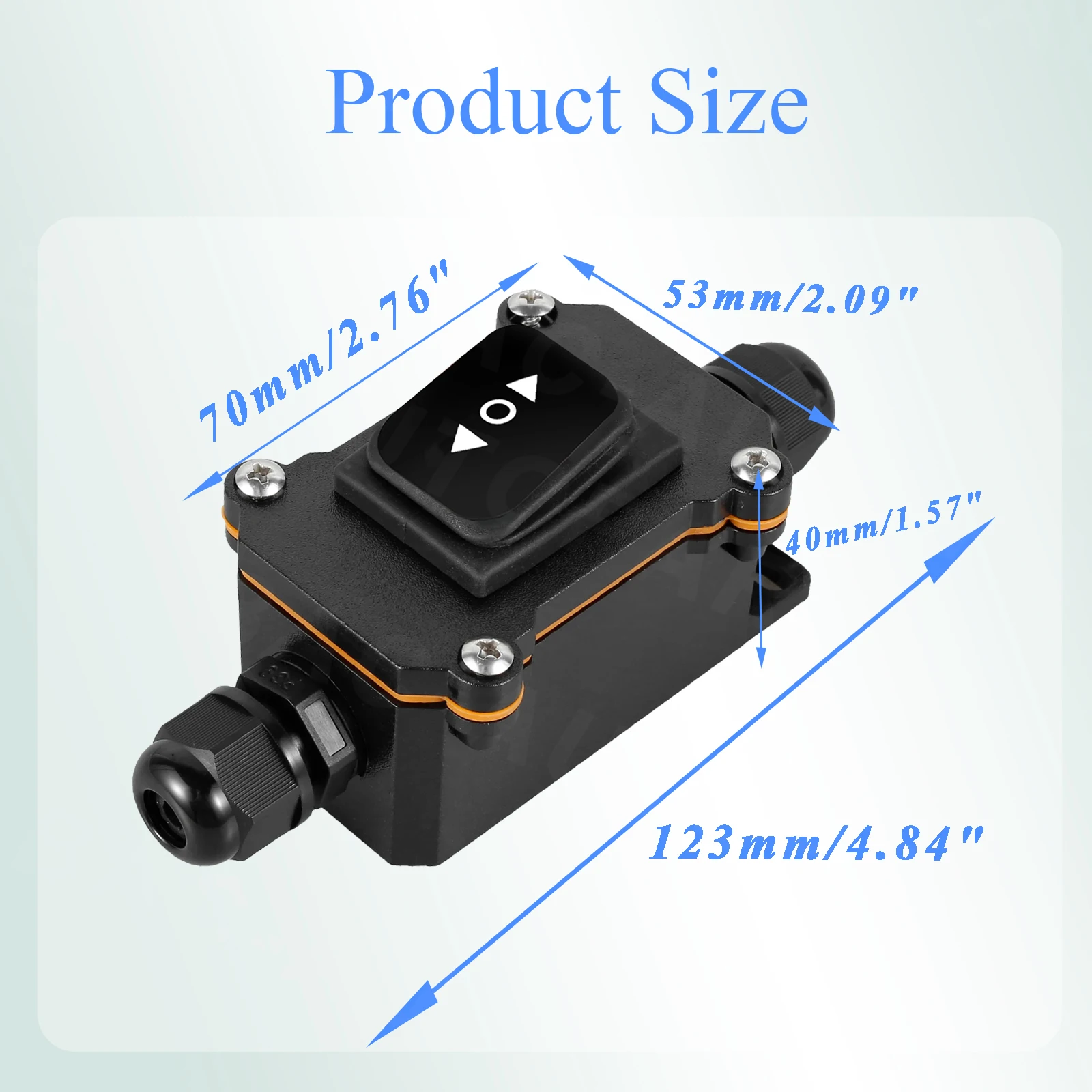 IP66 Waterproof Marine Rocker Switch Junction Box Universal 12V-24V 110V-220V Inline Power Cord for Car Electrical Motor Control