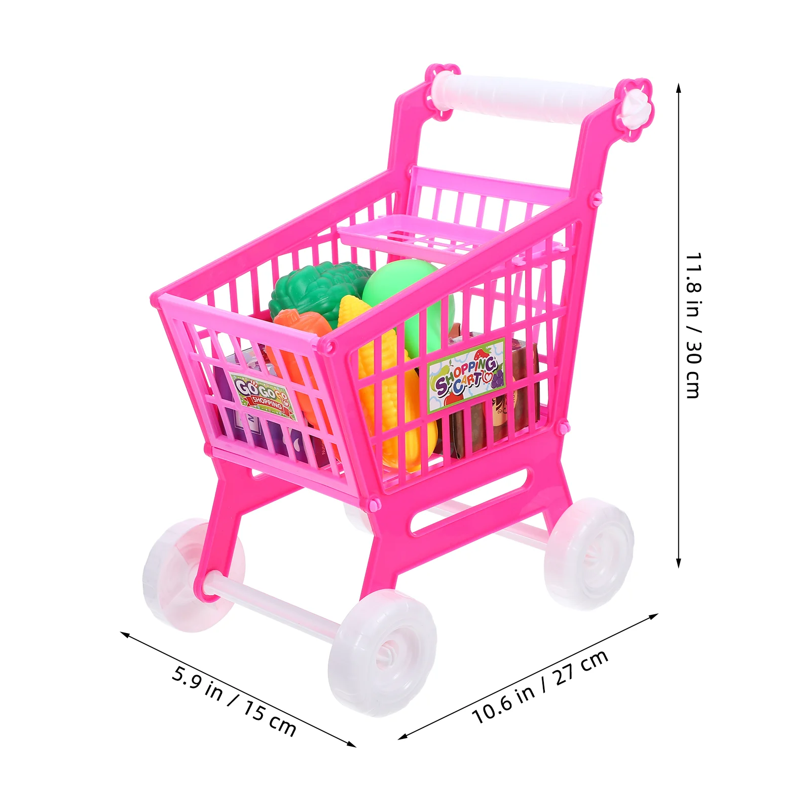 Casa de muñecas de simulación, carrito de compras, Mini juguetes para niños, cesta de comestibles para bebés, muñecas para bebés