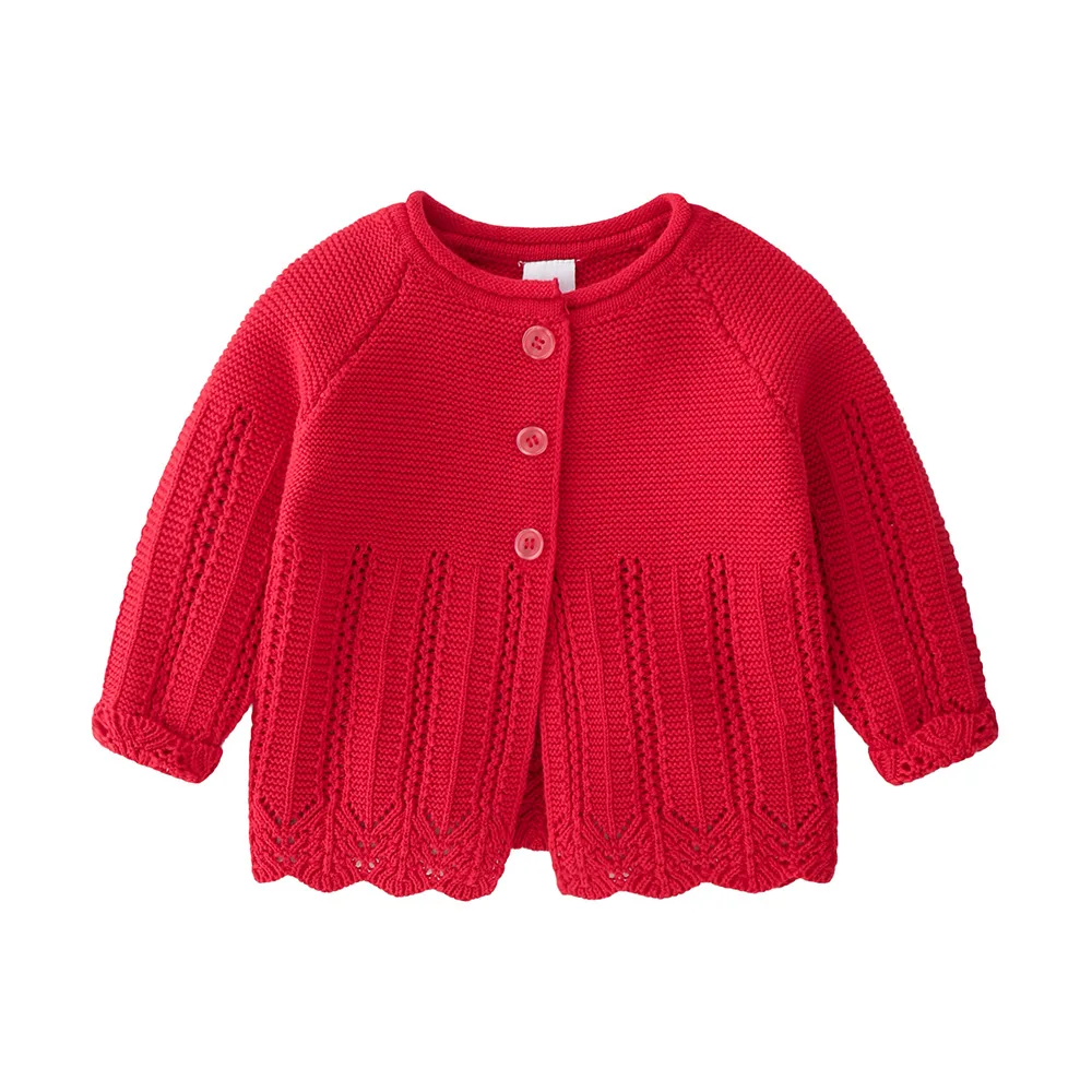 Baby Knitwear Coat Spring and Autumn Sweet Beauty Baby Cardigan Versatile Baby Clothes Solid Color Western Knitted Coat