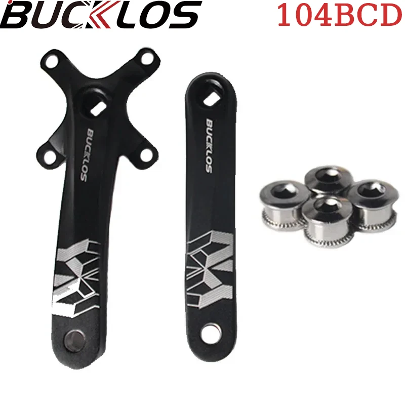 BUCKLOS MTB Cranks 104mm BCD Aluminum MTB Bike Crank for Single Chainring Durable Square Hole Crankarm Cycling Accessories