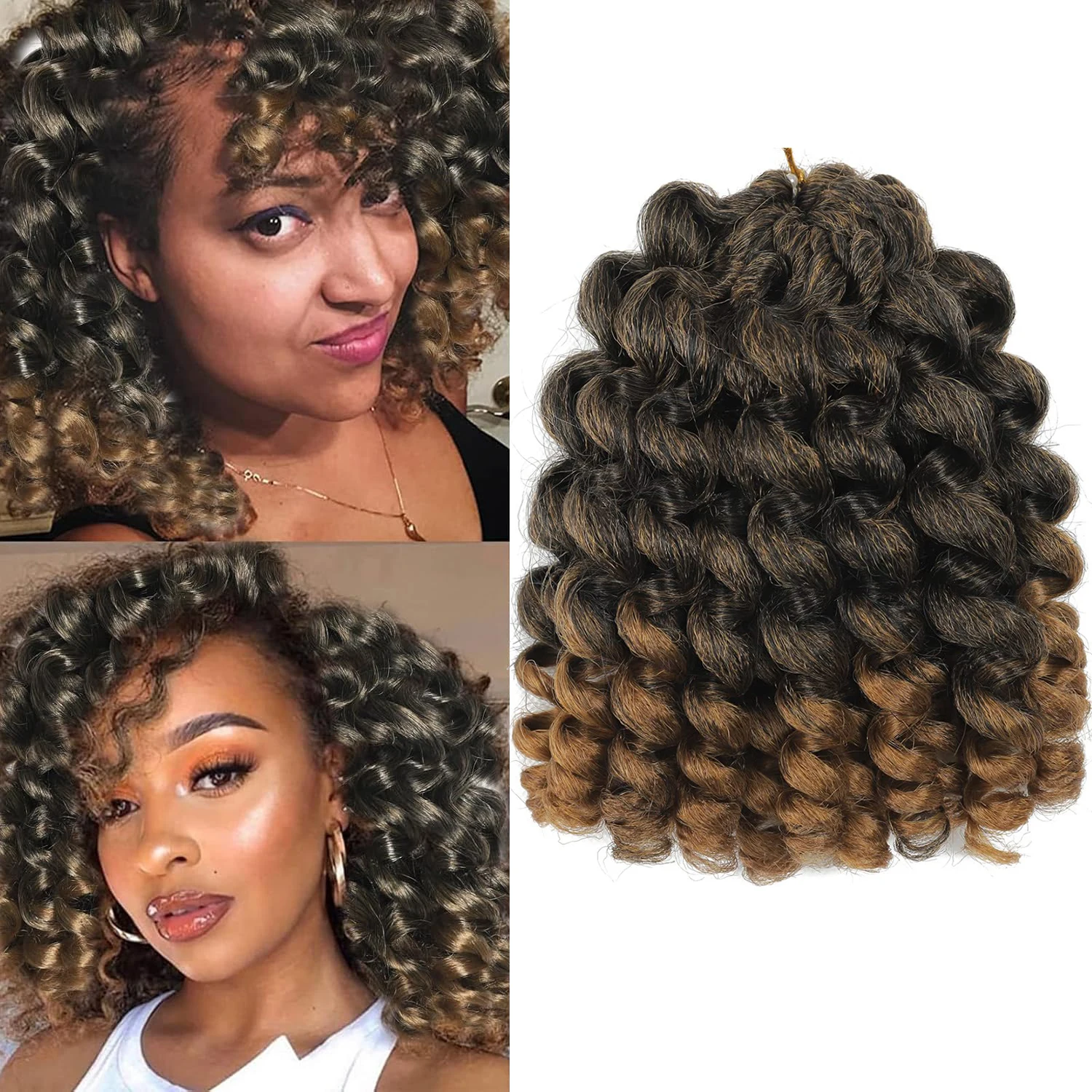 クロシェブレイズヘア 8/10/12インチ ジャマイカンバウンス ワンドカール クロシェヘア カールバウンス クロシェブレイズヘア 合成繊維