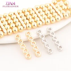 Beading Jewellery Making Components 5 Holes Necklace Bracelet Connector Diy 18K Real Gold Plated Beads Spacer Bar Separators