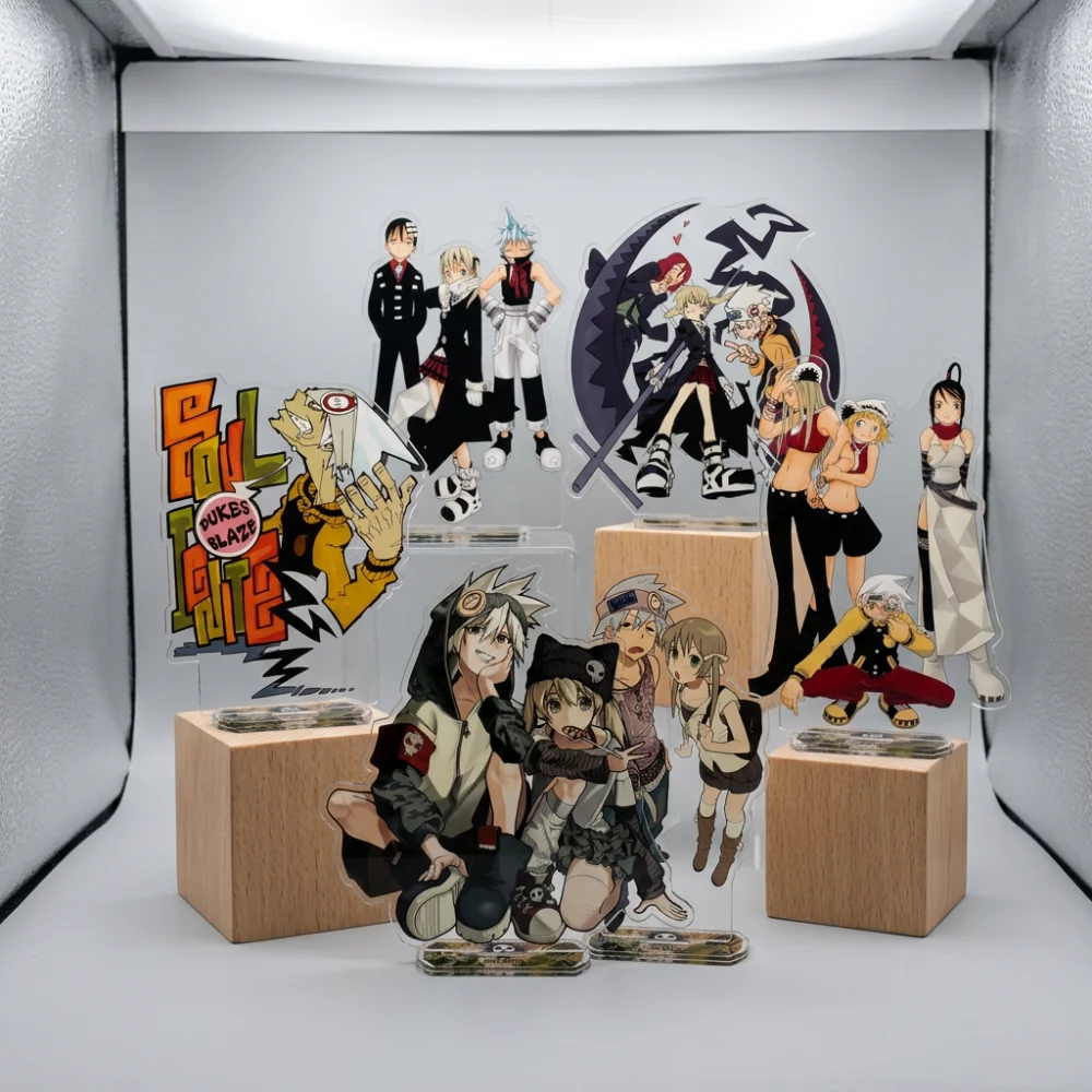 Figura de acrílico de 15 cm de Soul Eater, llavero de anime, Death the Kid, Maka Albarn, Black Star, Tsubaki, adorno de escritorio, regalo