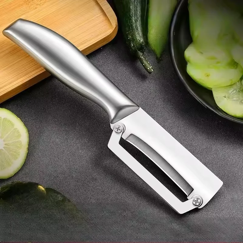 Roestvrijstalen dunschiller Keuken Meloenschaafmachine Dubbele kop dunschiller Huishoudelijke multifunctionele fruit- en groentesnijder